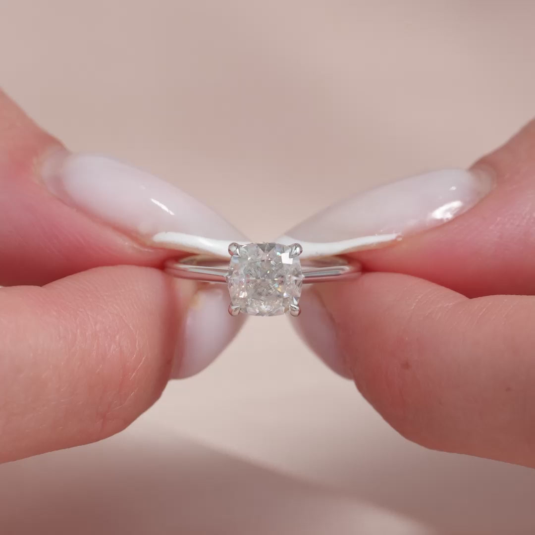 The Mabel Cushion Lab Diamond Moissanite Engagement Ring