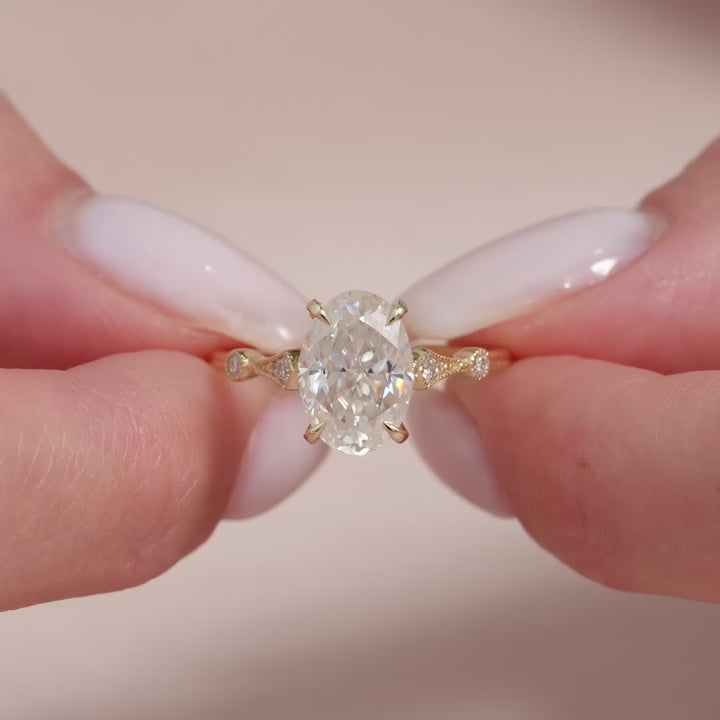 The Angel Oval Lab Diamond Moissanite Engagement Ring *Shown with 2.5 ct #material_gold