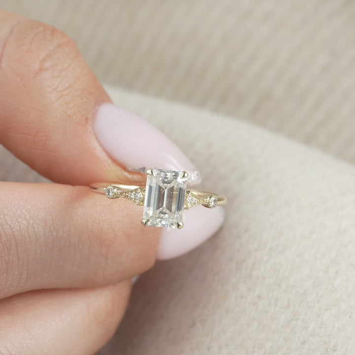 The Angel Emerald Lab Diamond Moissanite Engagement Ring *Shown with 2 ct #material_gold