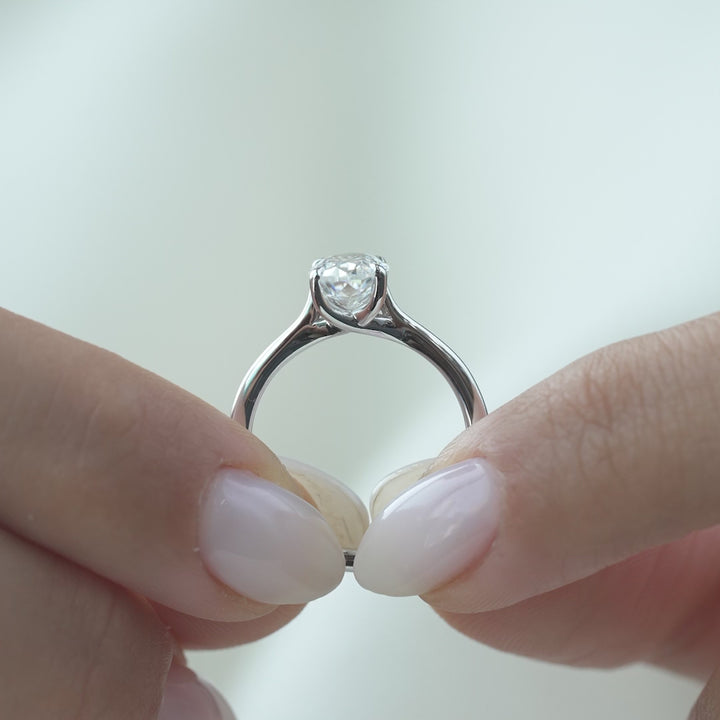 The Lacole Oval Lab Diamond Moissanite Engagement Ring *Shown with 1.5 ct #material_white