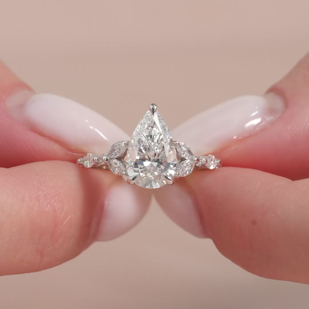 The Cindy Pear Lab Diamond Moissanite Engagement Ring