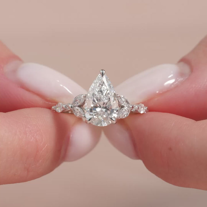 The Cindy Pear Lab Diamond Moissanite Engagement Ring *Shown with 2 ct #material_white