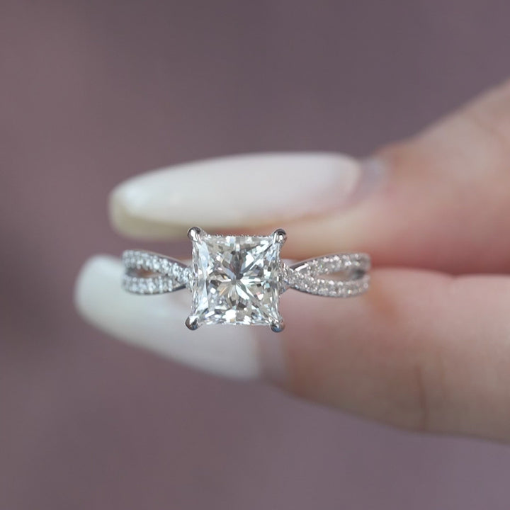 The Anastasia Princess Lab Diamond Moissanite Engagement Ring *Shown with 2.5 ct #material_white