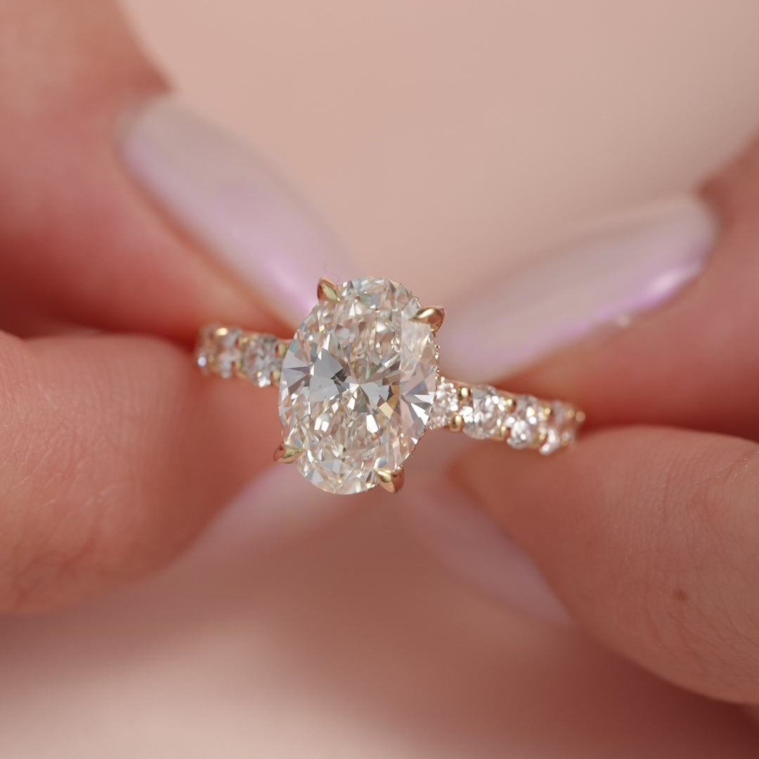The Amora Oval Lab Diamond Moissanite Engagement Ring