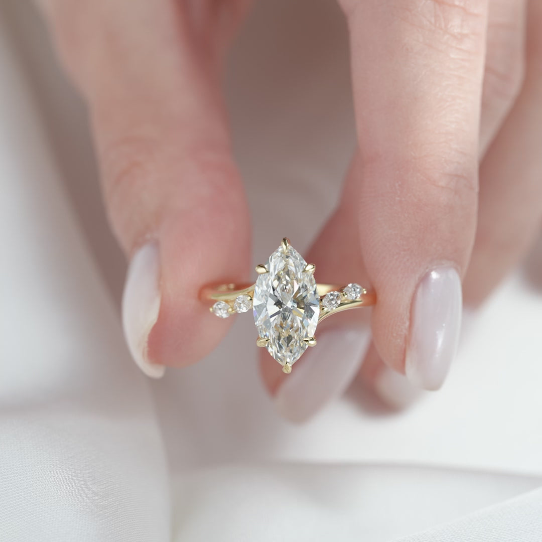 The Nora Marquise Lab Diamond Moissanite Engagement Ring