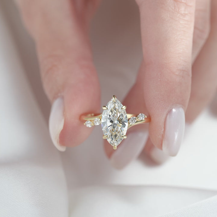 The Nora Marquise Lab Diamond Moissanite Engagement Ring *Shown with 3 ct #material_gold