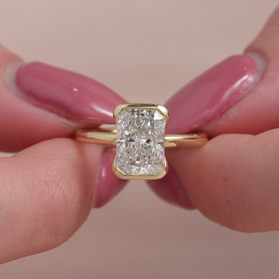 The Elina Radiant Lab Diamond Moissanite Engagement Ring