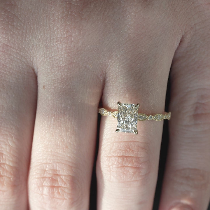 The Juliet Radiant Lab Diamond Moissanite Engagement Ring *Shown with 1.5 ct #material_gold