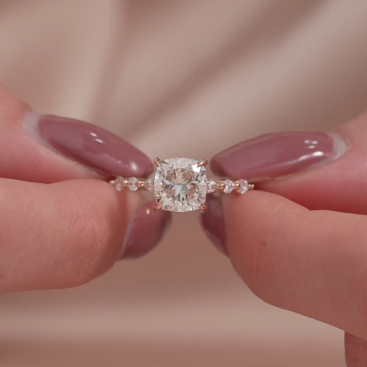 The Lyra Cushion Lab Diamond Moissanite Engagement Ring *Shown with 2 ct #material_rose