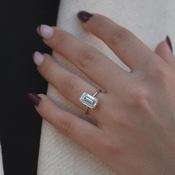 The April Emerald Lab Diamond Moissanite Engagement Ring *Shown with 4.5 ct #material_gold