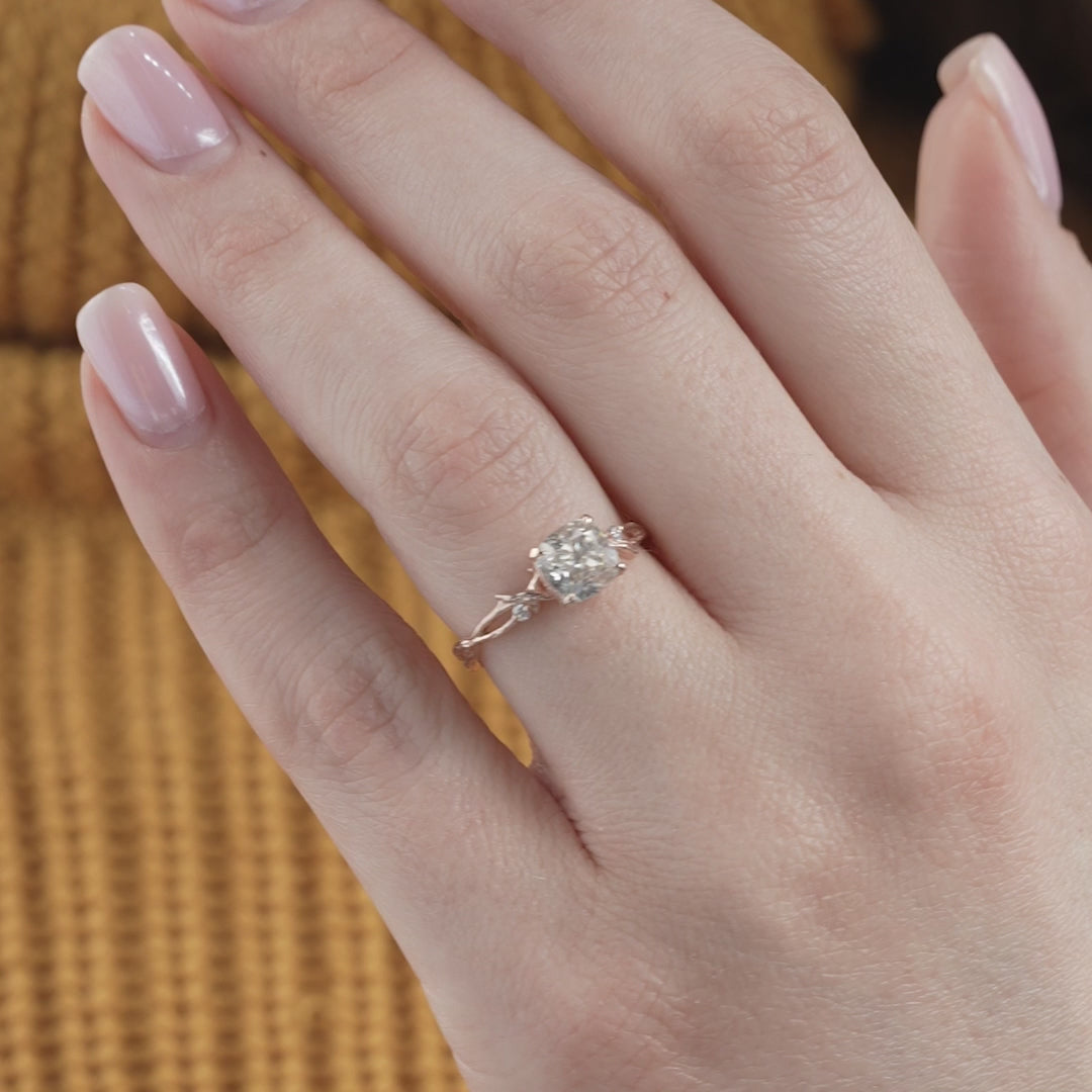 The Textured Coco Cushion Lab Diamond Moissanite Engagement Ring