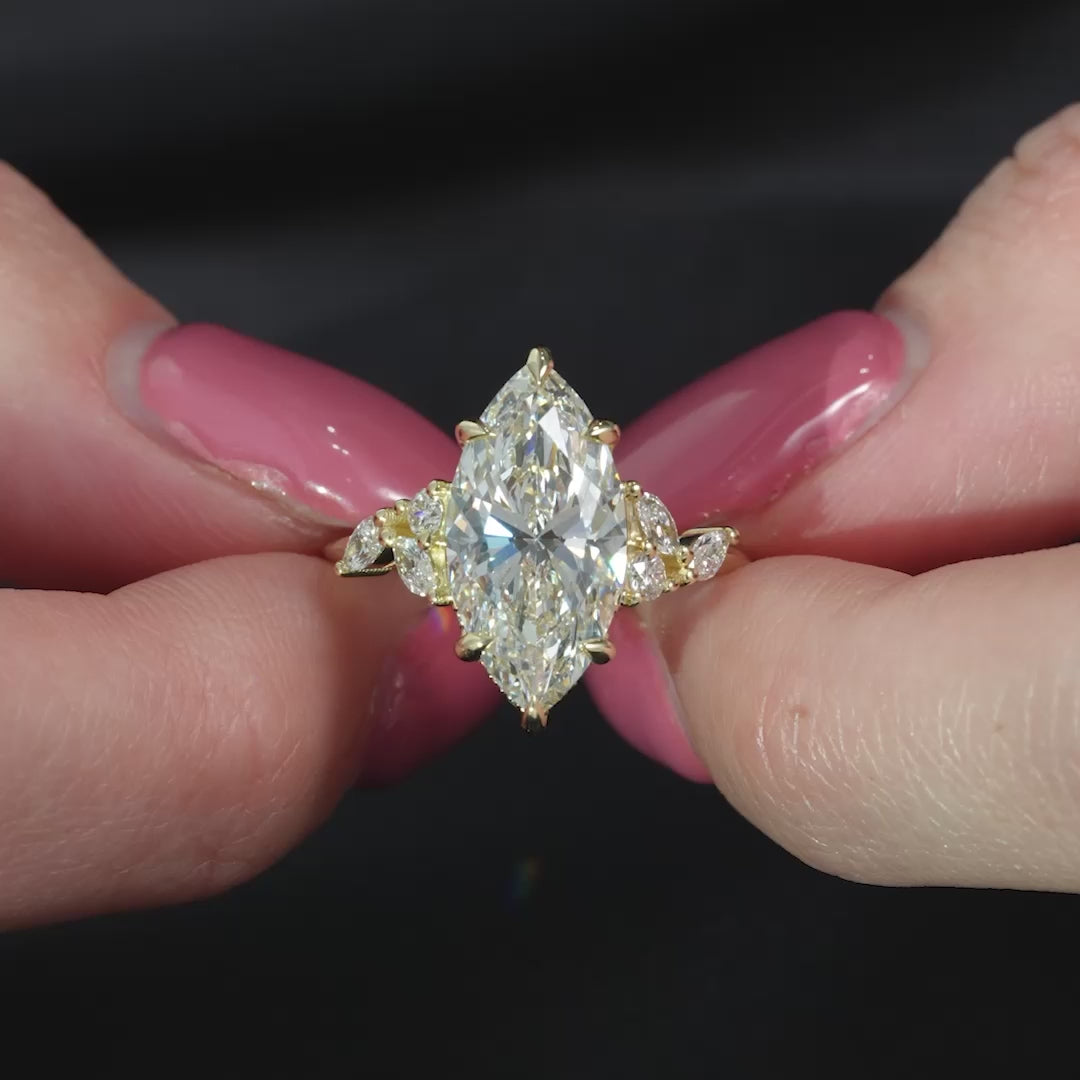The Miranda Marquise Lab Diamond Moissanite Engagement Ring