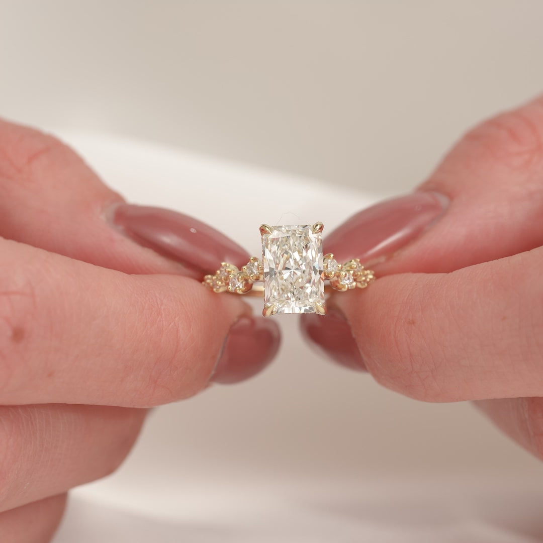 The Mona Radiant Lab Diamond Moissanite Engagement Ring