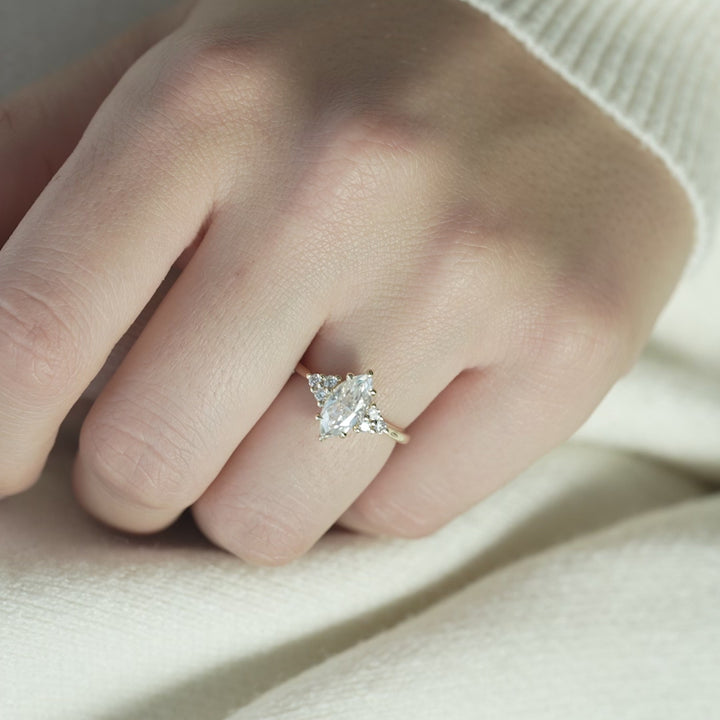The Summer Marquise Lab Diamond Moissanite Engagement Ring *Shown with 1 ct #material_gold