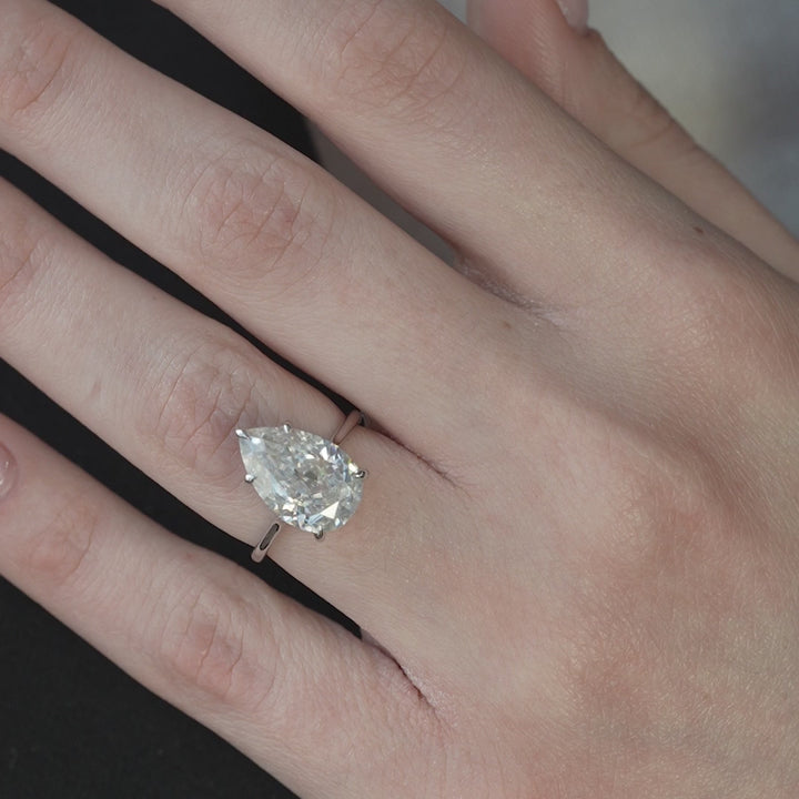 The Mabel Pear Lab Diamond Moissanite Engagement Ring *Shown with 5 ct #material_white
