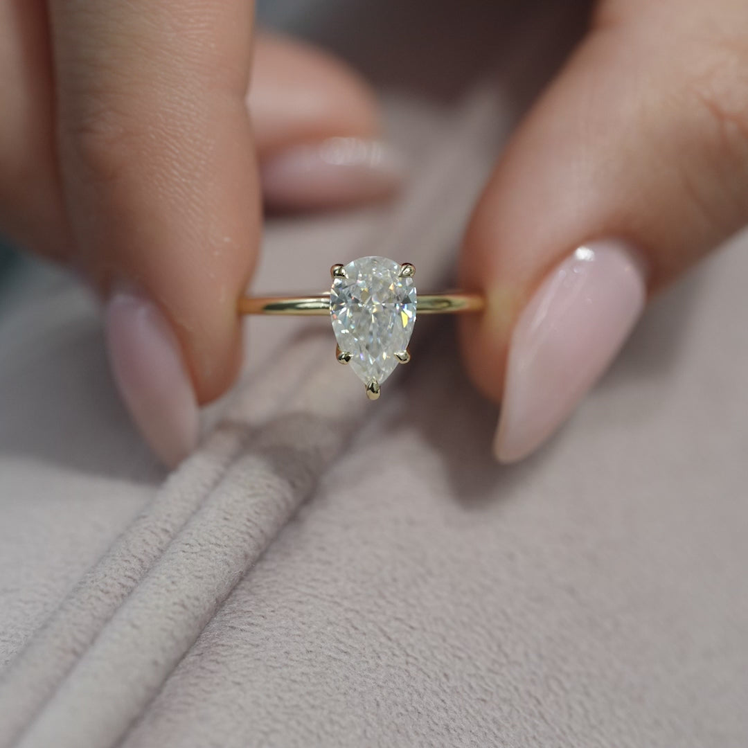 The Cecelia Pear Lab Diamond Moissanite Engagement Ring