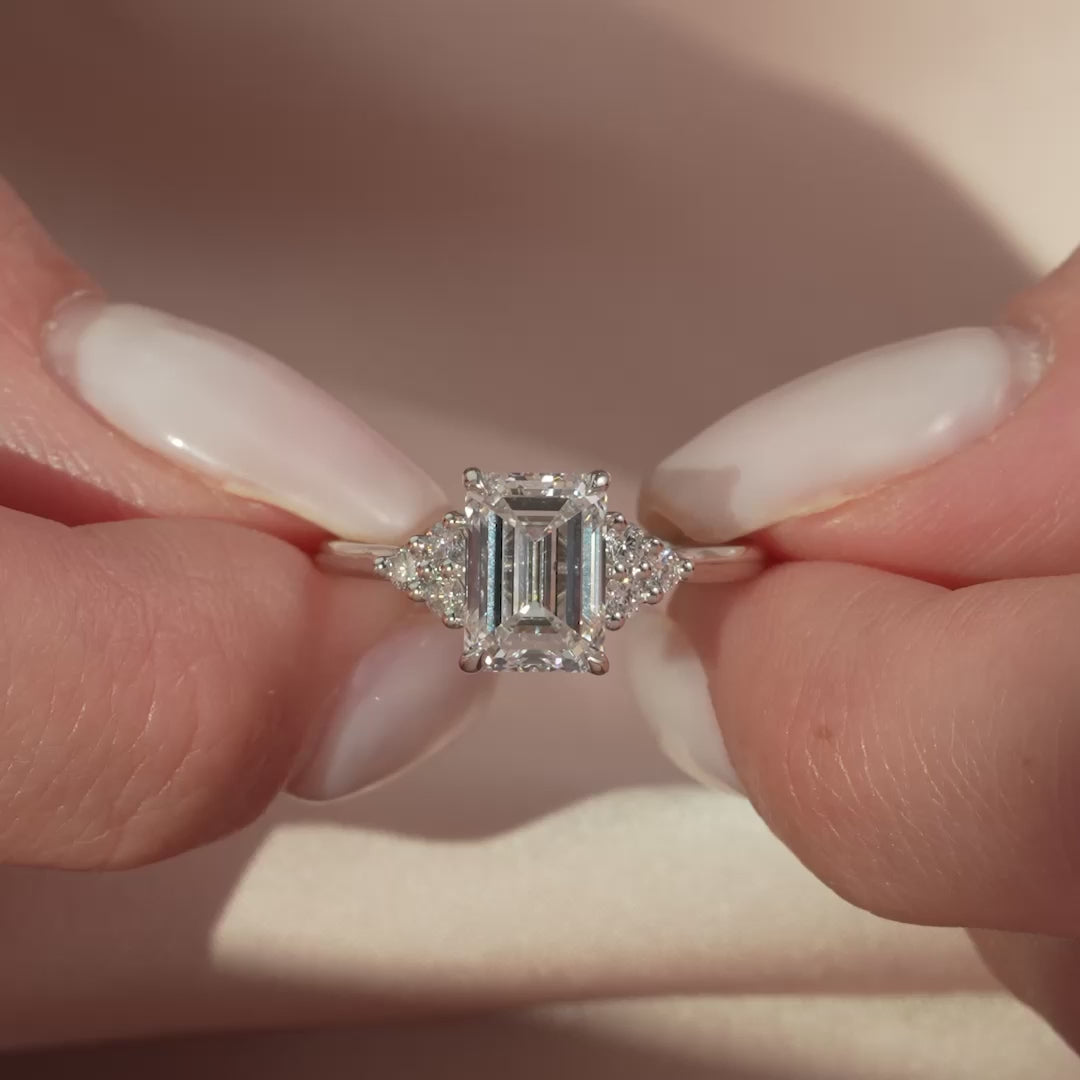 The Summer Emerald Lab Diamond Moissanite Engagement Ring