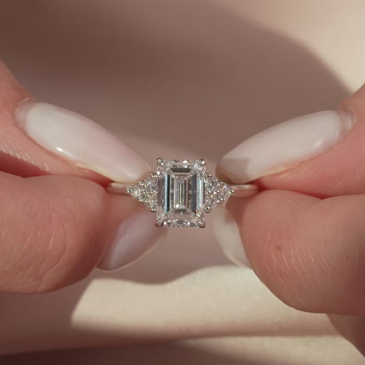 The Summer Emerald Lab Diamond Moissanite Engagement Ring *Shown with 2 ct #material_white