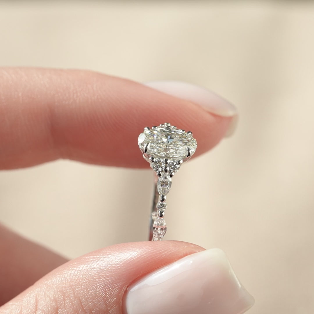 The Kaiden Oval Lab Diamond Moissanite Engagement Ring