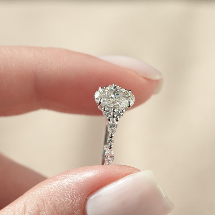 The Kaiden Oval Lab Diamond Moissanite Engagement Ring *Shown with 1 ct #material_white