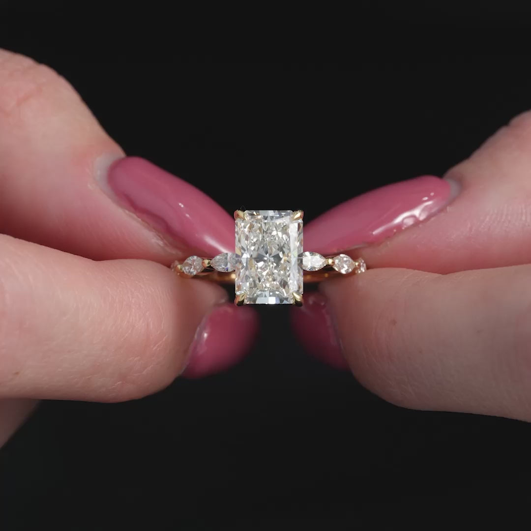 The Linda Radiant Lab Diamond Moissanite Engagement Ring