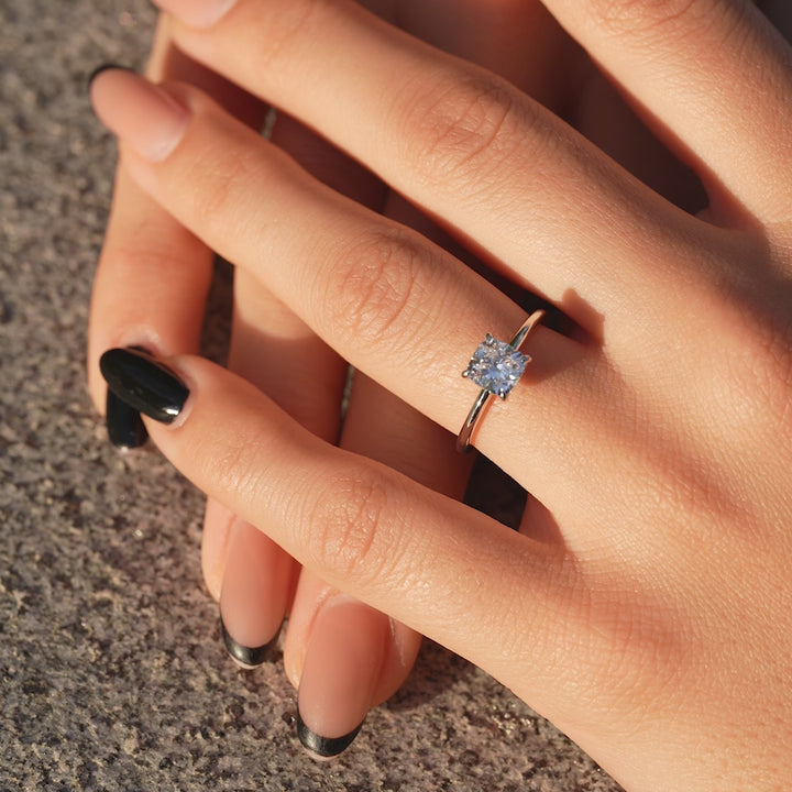 The Liberty Cushion Lab Diamond Moissanite Engagement Ring *Shown with 1 ct #material_white