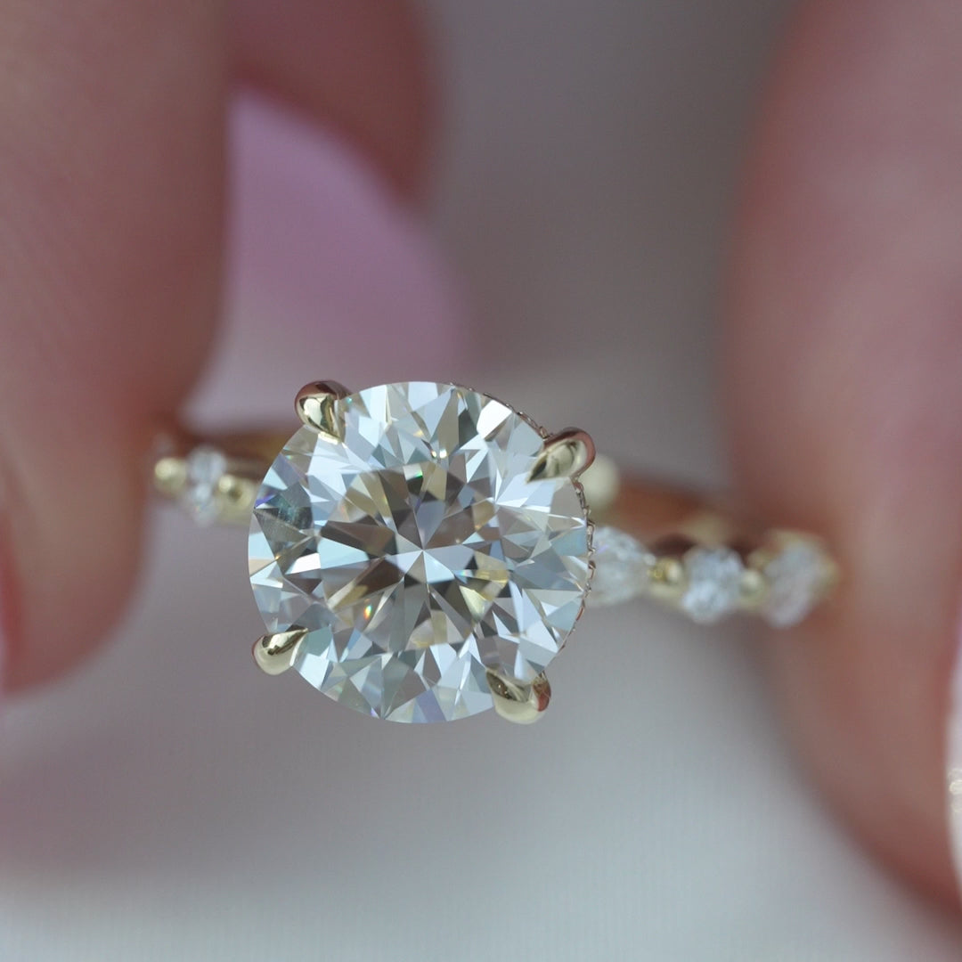 The Lyra Round Lab Diamond Moissanite Engagement Ring