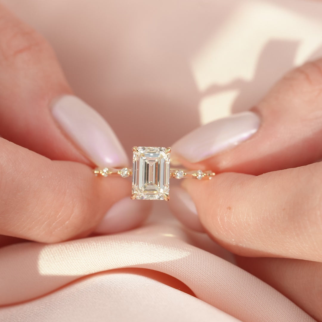 The Morgan Emerald Lab Diamond Moissanite Engagement Ring