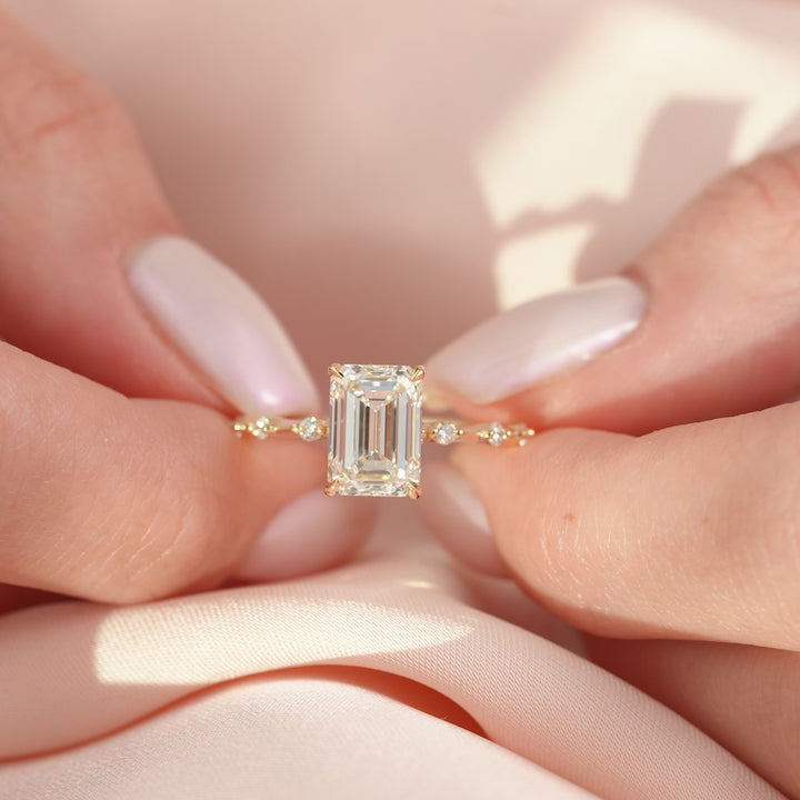 The Morgan Emerald Lab Diamond Moissanite Engagement Ring *Shown with 2.5 ct #material_gold