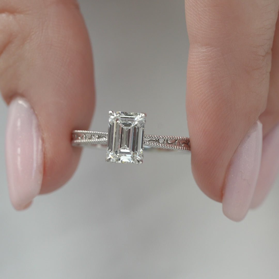 The Alexandra Emerald Lab Diamond Moissanite Engagement Ring