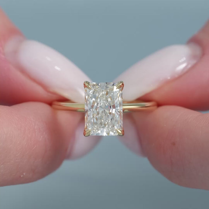The Cecelia Radiant Lab Diamond Moissanite Engagement Ring *Shown with 3 ct #material_gold