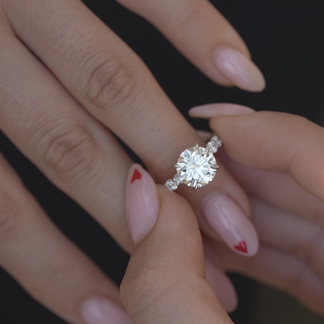 The Amora Round Lab Diamond Moissanite Engagement Ring