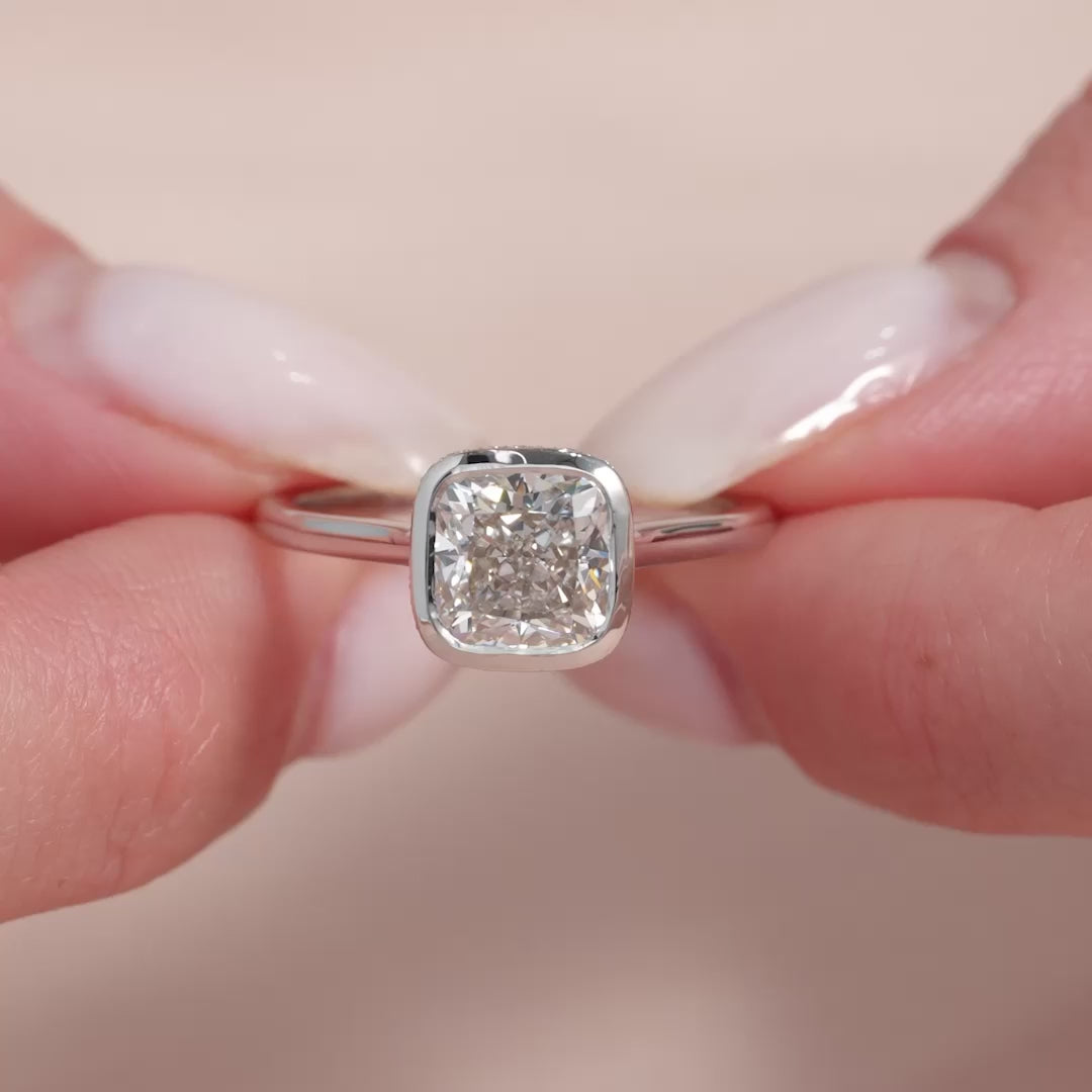 The Christine Cushion Lab Diamond Moissanite Engagement Ring