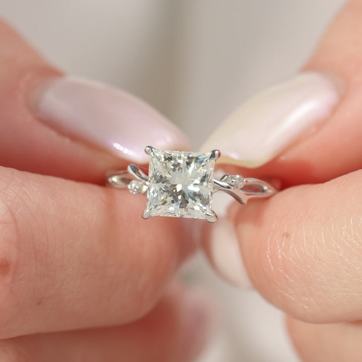 The Coco Princess Lab Diamond Moissanite Engagement Ring *Shown with 2 ct #material_white