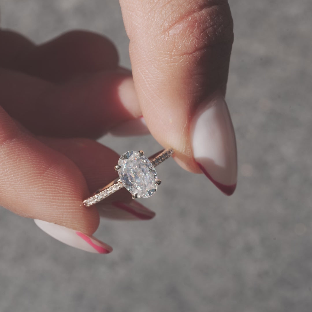 The Pave Lacole Oval Lab Diamond Moissanite Engagement Ring