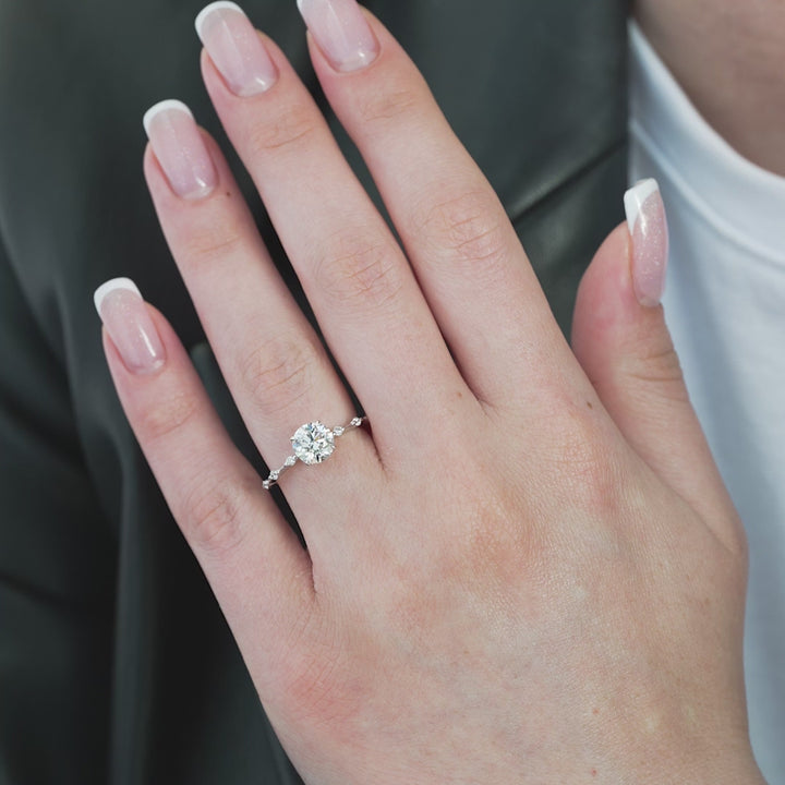 The Morgan Round Lab Diamond Moissanite Engagement Ring *Shown with 1.5 ct #material_white