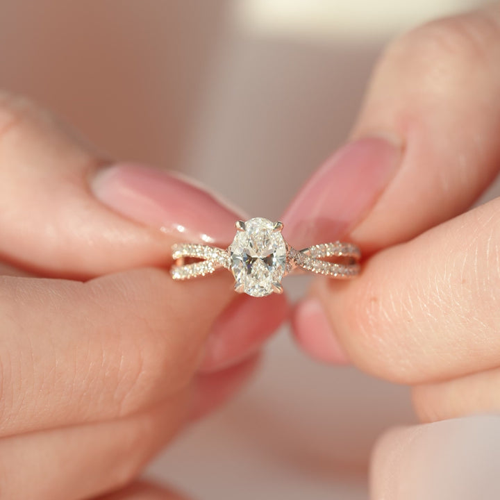 The Anastasia Oval Lab Diamond Moissanite Engagement Ring *Shown with 1 ct #material_rose