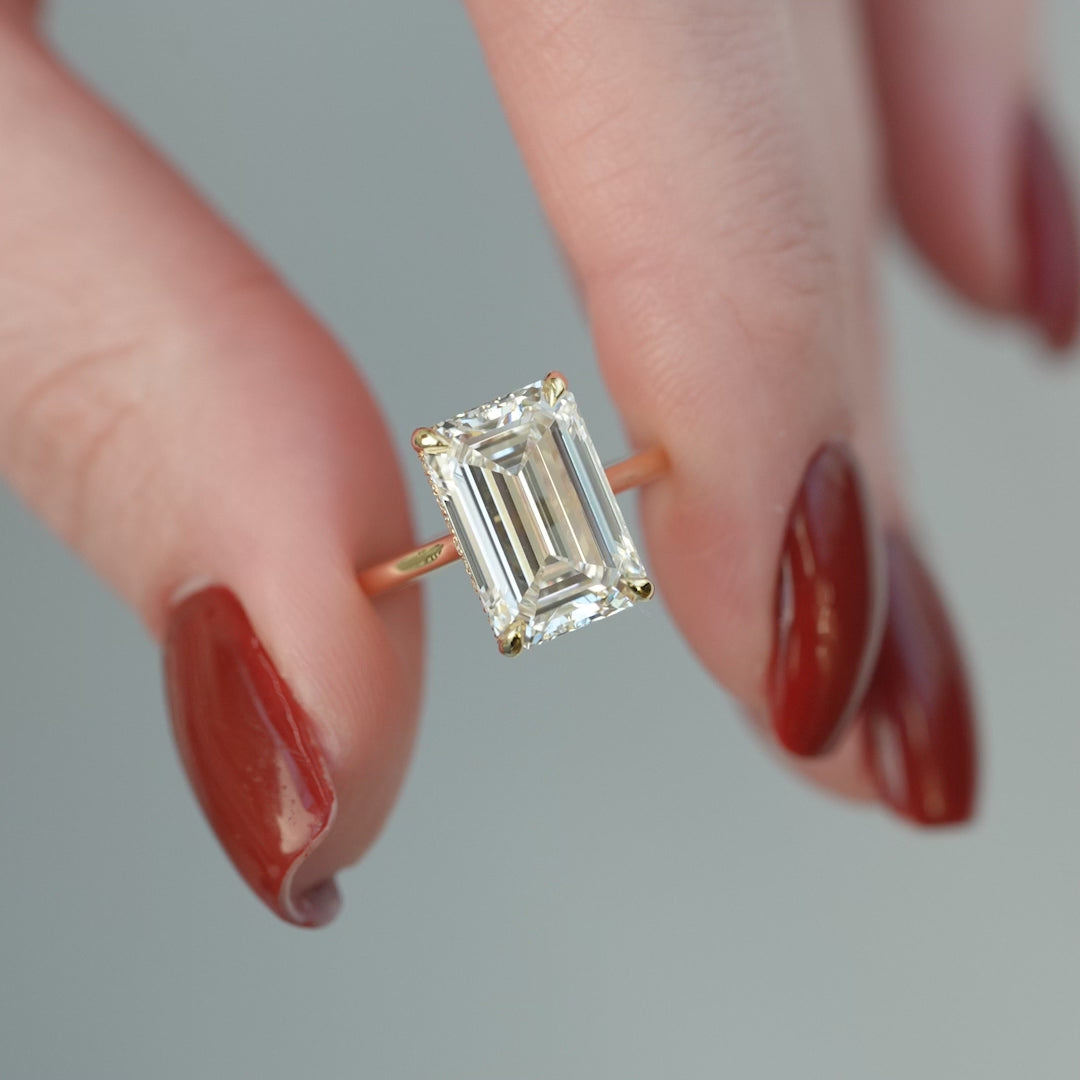 The Natasha Emerald Lab Diamond Moissanite Engagement Ring