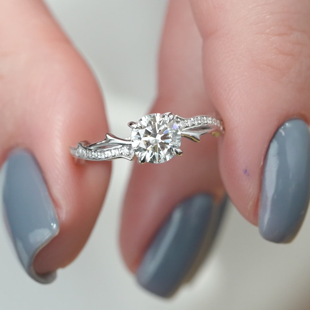 The Pave Coco Round Lab Diamond Moissanite Engagement Ring