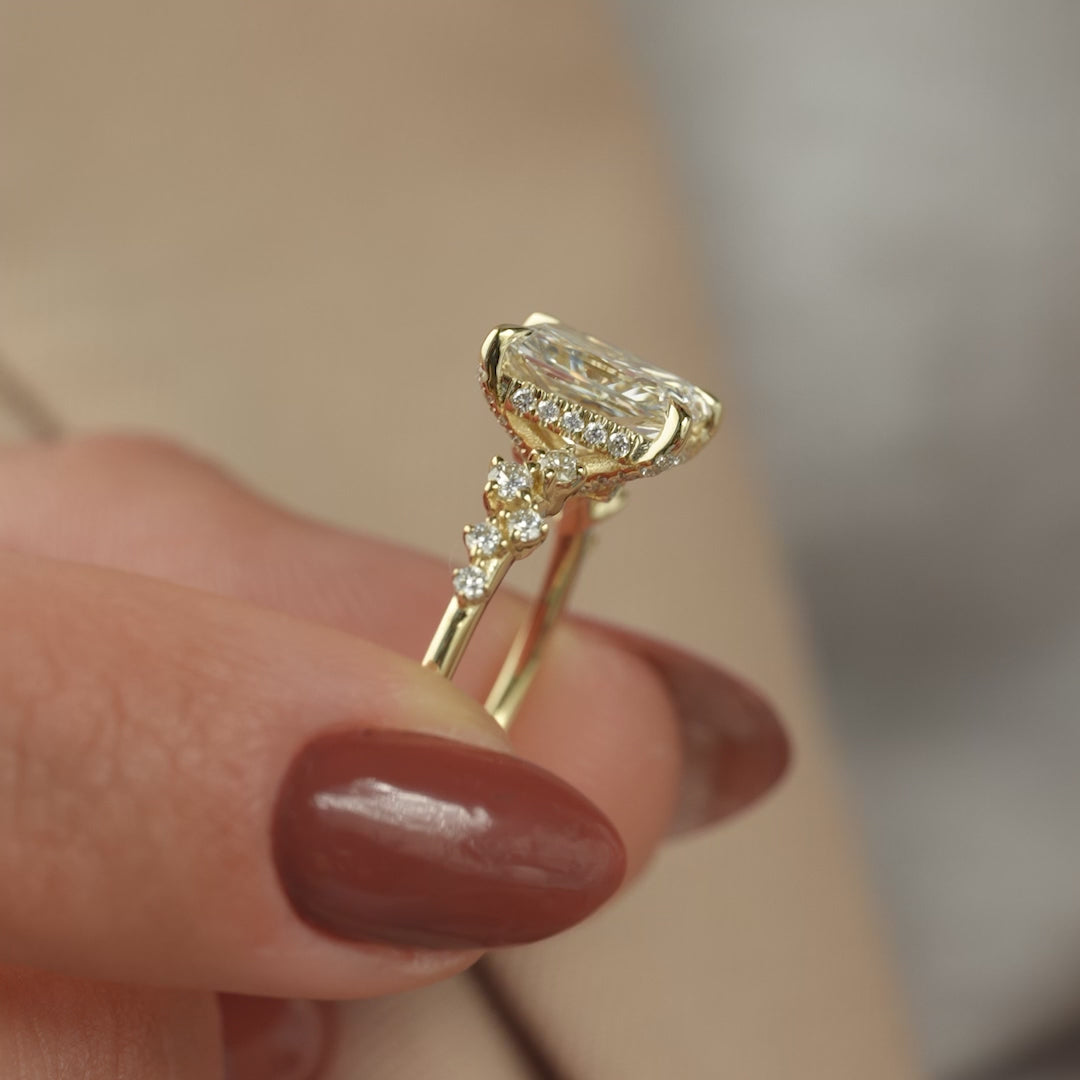 The Mona Radiant Lab Diamond Moissanite Engagement Ring