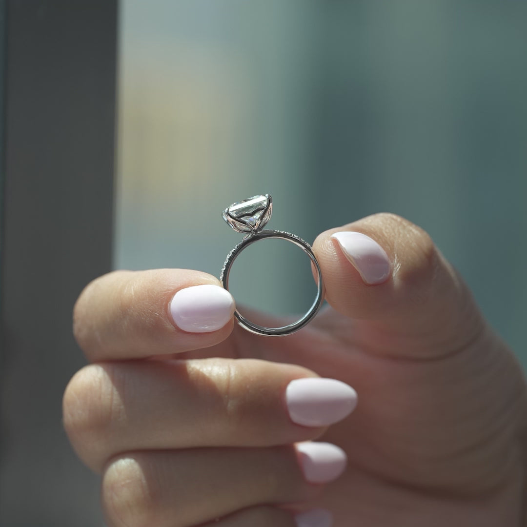 The Pave Abby Princess Lab Diamond Moissanite Engagement Ring