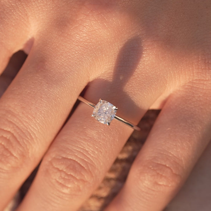 The Liberty Cushion Lab Diamond Moissanite Engagement Ring *Shown with 1 ct #material_white