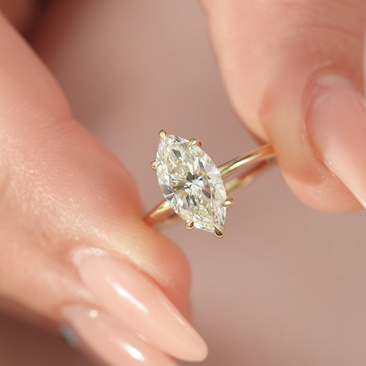 The Liberty Marquise Lab Diamond Moissanite Engagement Ring *Shown with 2 ct #material_gold