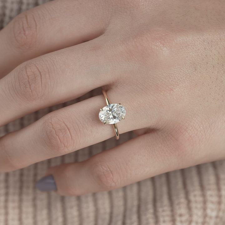 The April Oval Lab Diamond Moissanite Engagement Ring *Shown with 2 ct #material_gold