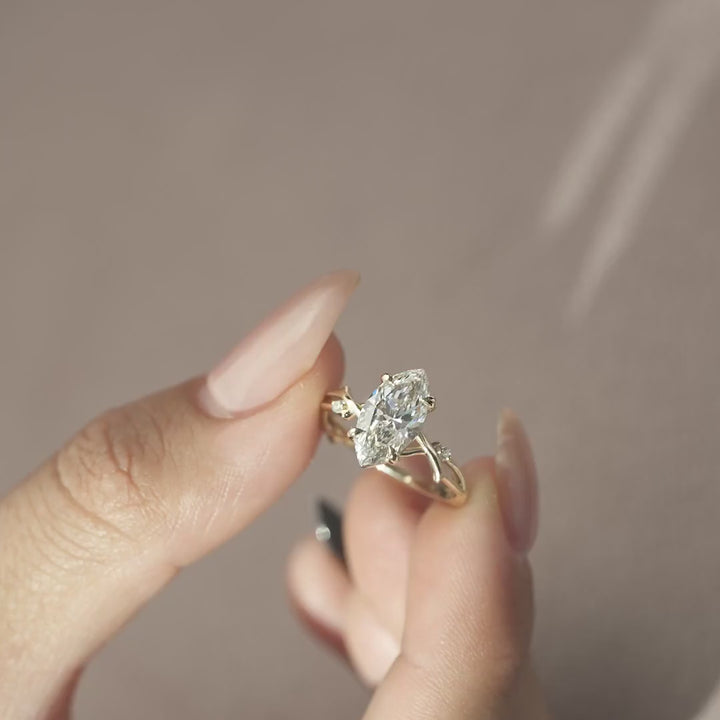 The Coco Marquise Lab Diamond Moissanite Engagement Ring *Shown with 2 ct #material_gold