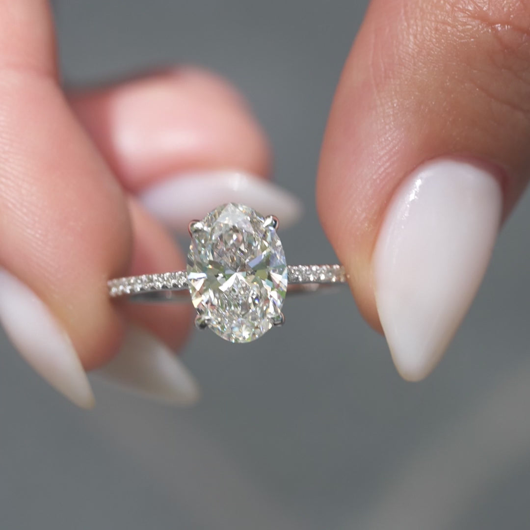 The Pave Clara Oval Lab Diamond Moissanite Engagement Ring