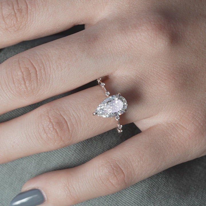 The Hidden Halo Morgan Pear Lab Diamond Moissanite Engagement Ring *Shown with 2 ct #material_rose