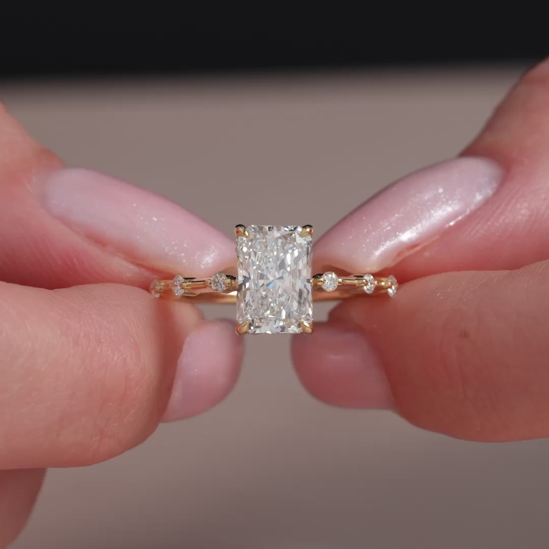 The Hidden Halo Morgan Radiant Lab Diamond Moissanite Engagement Ring