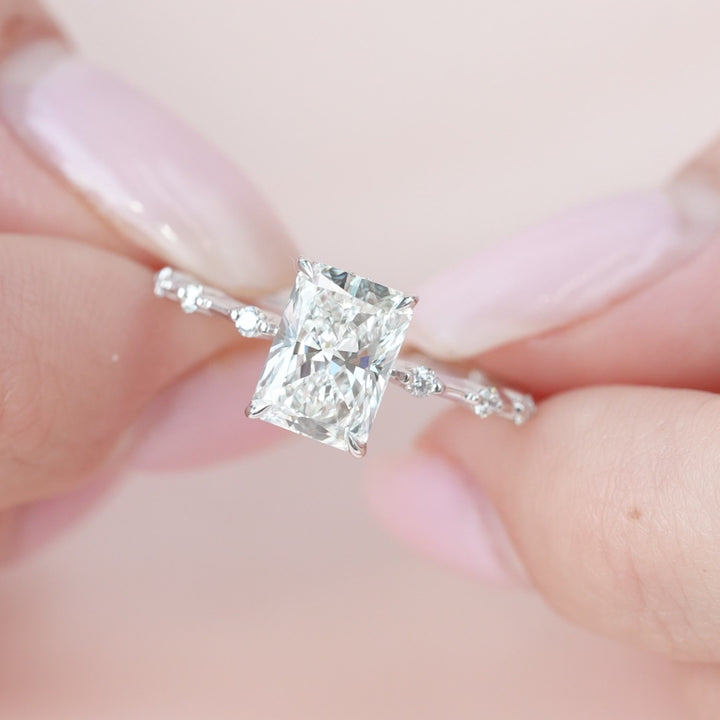 The Morgan Radiant Lab Diamond Moissanite Engagement Ring *Shown with 2 ct #material_white