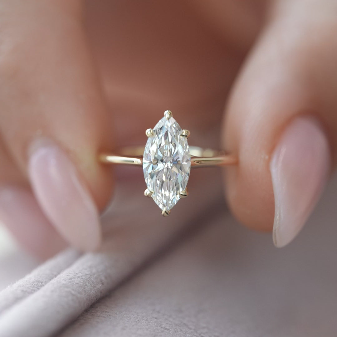 The Lacole Marquise Lab Diamond Moissanite Engagement Ring